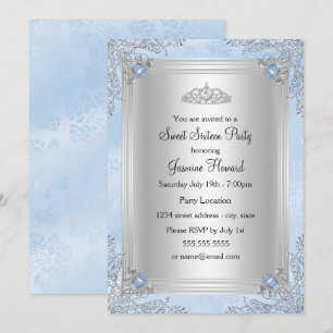 Invitation Joyau & Tiare Blue Sparkle pour Sweet 1