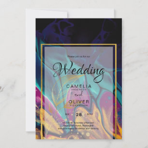 Invitation Joyau Tones MARIAGE INK Plum Purple Turquoise Mari