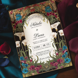 Invitation Joyau vintage Tone Calla Lily Art Nouveau Mariage