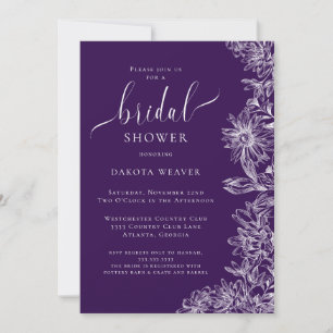 Invitation Joyau violet tons Fête des mariées florale