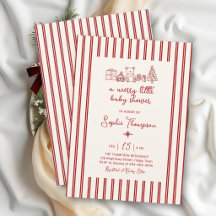 Joyeuse Baby Shower Petite Rayure Rouge de Noël