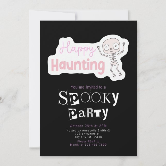 Invitation Joyeuse chasse moderne minimaliste Halloween (Devant)