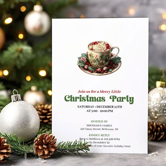 Invitation joyeuse de fête de cacao de Noël victor (Cheerful Victorian Christmas angel party invite

)