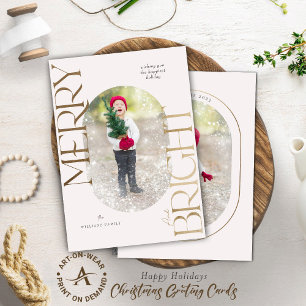 Invitation Joyeuse et brillante typographie or Blush cadre ro