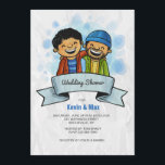 Invitation joyeuse et gay<br><div class="desc">Une invitation gay branchée mettant en vedette deux gars heureux avec une bannière bleue. Présenté comme une invitation wedding shower, il convient à toute célébration gay comme faire-part fiançailles, etc.Conçu par Freepik (). () La carte est facile à customiser avec votre libellé, police, couleur de police, options de forme de...</div>