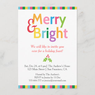 Invitation Joyeuse et intelligente fête de Noël colorée