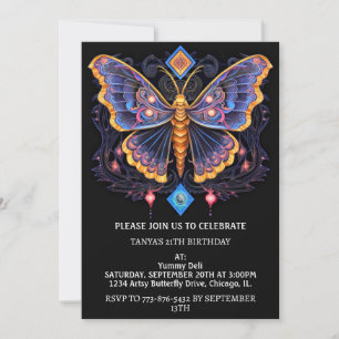 Invitation Joyeuse Fête d'Anniversaire avec un Design Rétro d