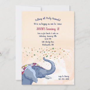 Invitation Joyeuse fête d'anniversaire des éléphants
