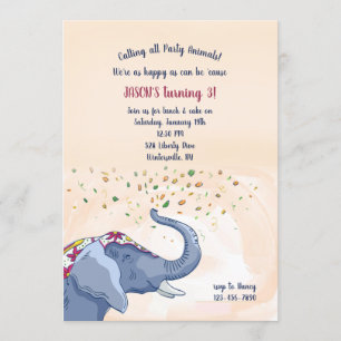 Invitation Joyeuse fête d'anniversaire des éléphants
