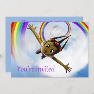 Invitation Joyeuse fête d'anniversaire des filles afro-améric