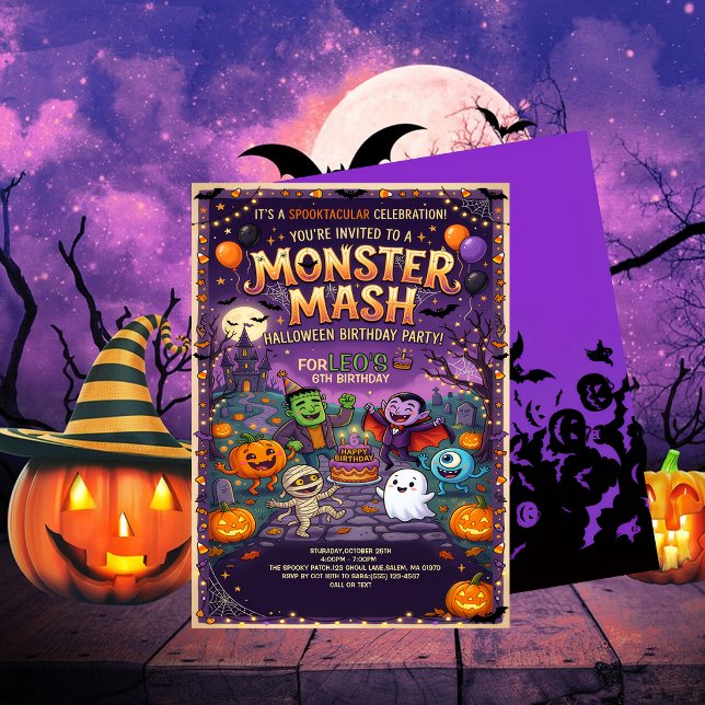 Invitation Joyeuse fête d'anniversaire Halloween pour les enf (Créateur téléchargé)