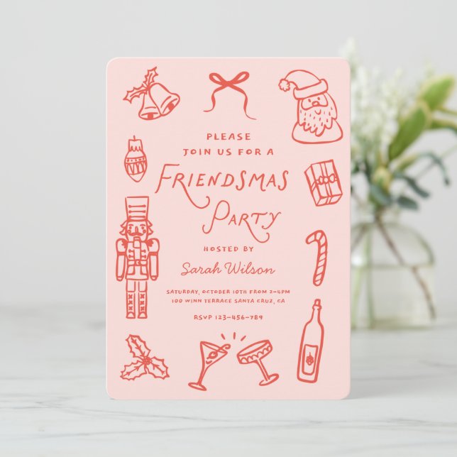 Invitation Joyeuse fête de Friendsmas de Noël  (Debout devant)