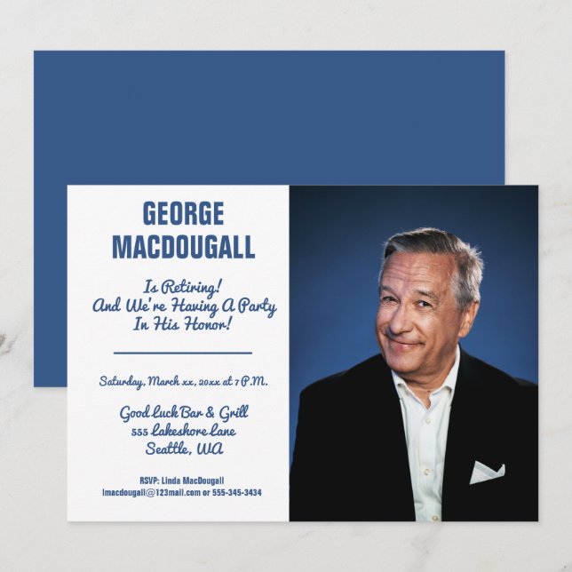 Invitation Joyeuse fête de la retraite (Devant / Derrière)