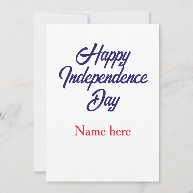Invitation joyeuse fête de l'indépendance nom bleu rouge amér (Devant)