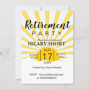 Invitation Joyeuse fête de retraite aux rayons du soleil jaun