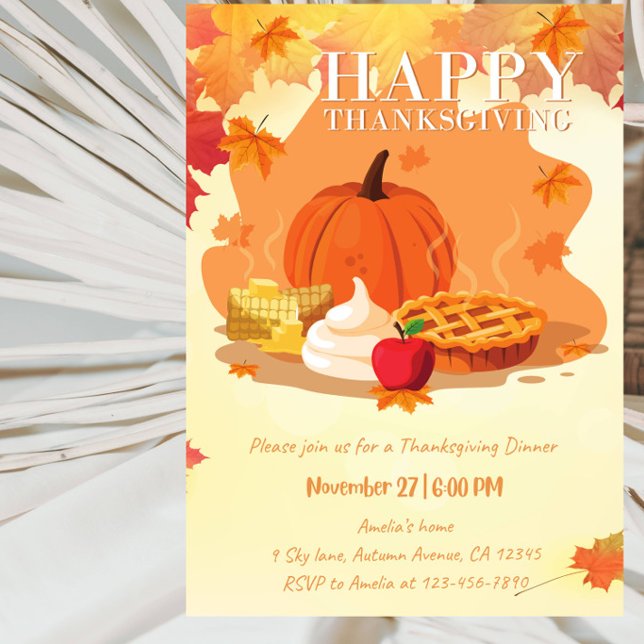 Invitation Joyeuse fête de Thanksgiving (Créateur téléchargé)