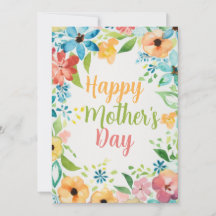 Joyeuse fête des Mères Aquarelles Colorées Fleurs