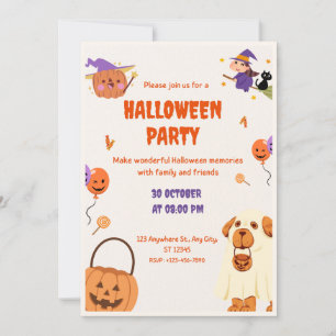 Invitation Joyeuse fête d'Halloween avec citrouille et chien
