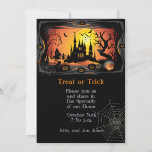 Invitation Joyeuse fête d'Halloween "Treat or Trick" Magique