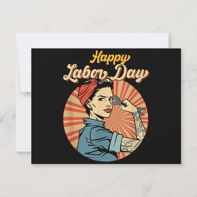 Invitation Joyeuse Fête du Travail Fille Mouvement Ouvrier Fo (Devant)