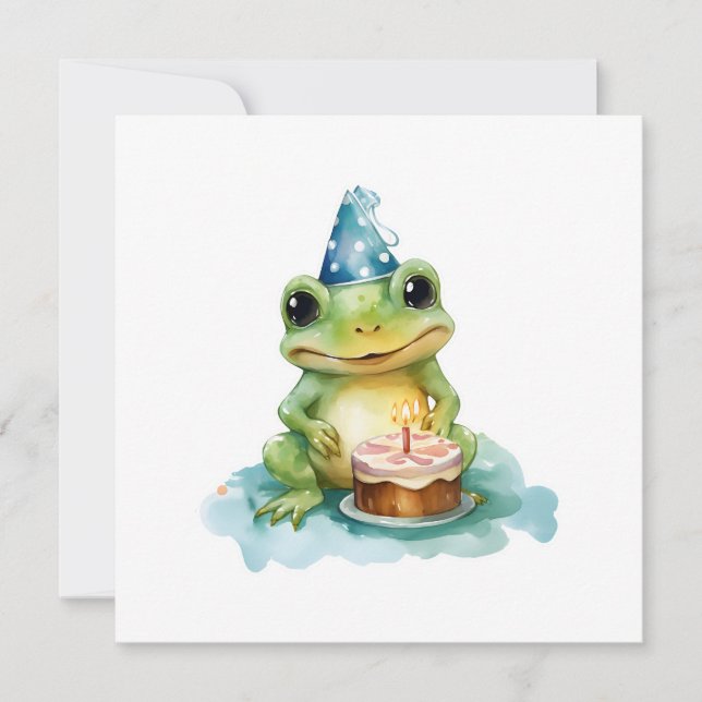 Invitation Joyeuse grenouille mignonne d'anniversaire (Devant)