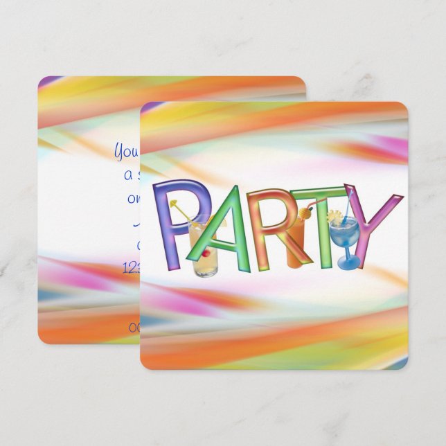 Invitation Joyeuse heure de fête (Devant / Derrière)