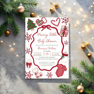 Invitation Joyeuse petite baby shower de Noël d'hiver