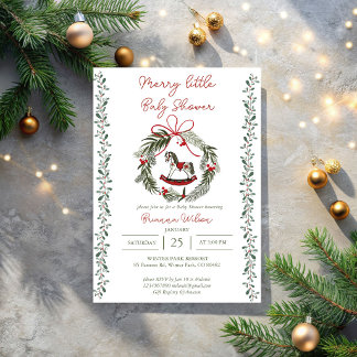 Invitation Joyeuse petite baby shower de Noël d'hiver
