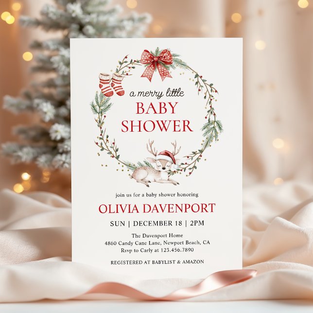 Invitation Joyeuse petite fête de bébé Noël d'hiver Renne (Créateur téléchargé)