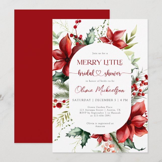 Invitation Joyeuse petite fête de mariage florale aux baies d (Devant / Derrière)