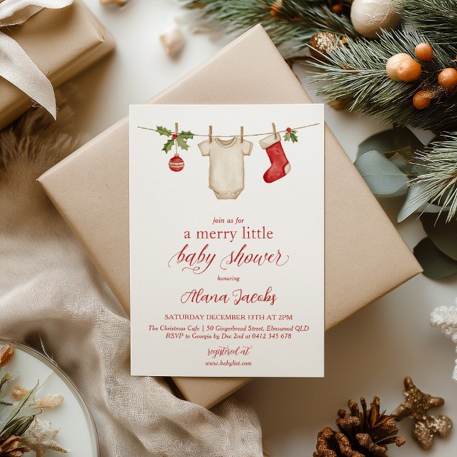 Invitation Joyeuse petite fête de Noël Bébé Shower d'hiver  (Merry Little Baby Shower | Winter Baby Shower Christmas)