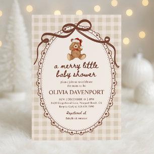Invitation Joyeuse petite ours en peluche Noël Baby Shower