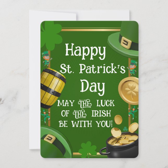 Invitation Joyeuse Saint-Patrick - Bénédiction irlandaise & O (Devant)