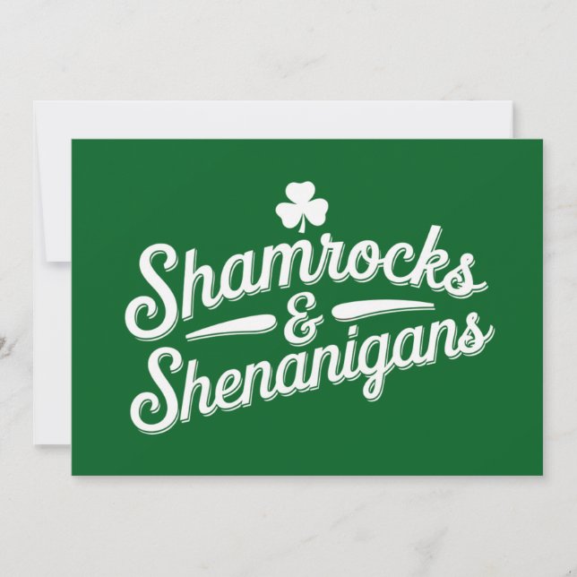 Invitation Joyeuse Saint-Patrick Chance Shamrock & Shenanigan (Devant)