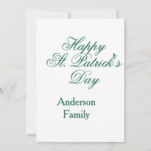 Invitation Joyeuse Saint-Patrick famille nom vert minimal
