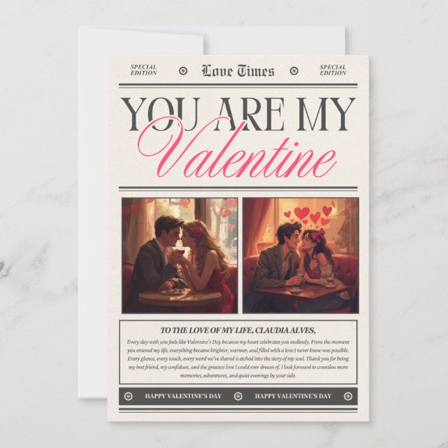 Invitation Joyeuse Saint-Valentin Art mural romantique | Amou (Devant)