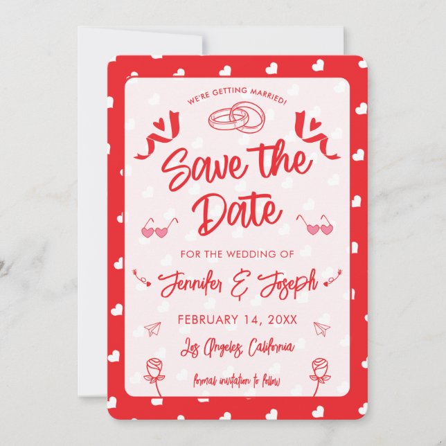 Invitation Joyeuse Saint-Valentin Moderne Motif Amour (Devant)