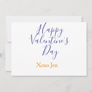 Invitation Joyeuse Saint-Valentin orange bleu xoxo amour nom 