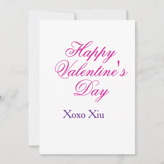 Invitation Joyeuse Saint-Valentin rose violet xoxo amour nom  (Devant)