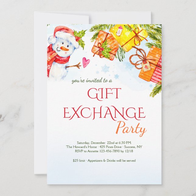 Invitation Joyeuse Snowman (Devant)