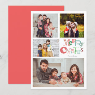 Invitation Joyeuse typographie de Noël 4 Collage de photos ro