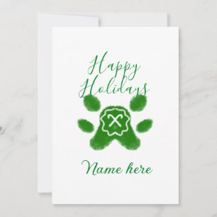 Invitation Joyeuses fêtes chien vert patte animal friandise c