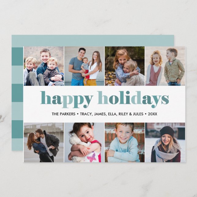 Invitation Joyeuses fêtes | collage photo noël nouvelle année (Devant / Derrière)