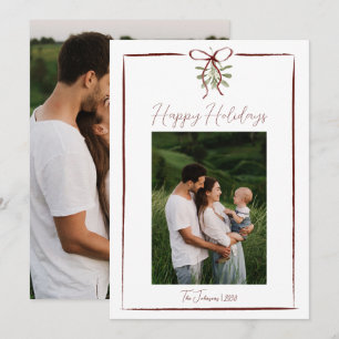 Invitation Joyeuses fêtes Main Rouge Tirée Bow Hiver 2 Photo