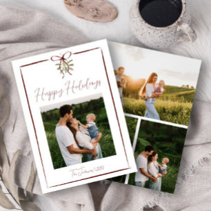 Invitation Joyeuses fêtes Main Rouge Tirée Bow Hiver 4 Photo