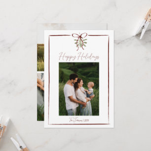 Invitation Joyeuses fêtes Main Rouge Tirée Bow Hiver 4 Photo