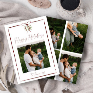 Invitation Joyeuses fêtes Main Rouge Tirée Bow Hiver 5 Photo