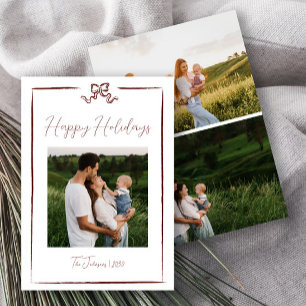 Invitation Joyeuses Fêtes Main Rouge Tirée Bow Trois Photo