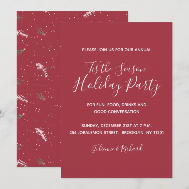 Invitation Joyeuses Fêtes | Simple fête de Noël élégante (Devant / Derrière)