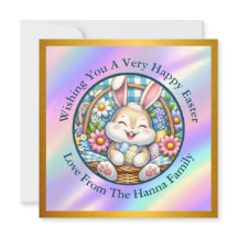 Joyeuses Pâques avec un lapin mignon, des œufs et